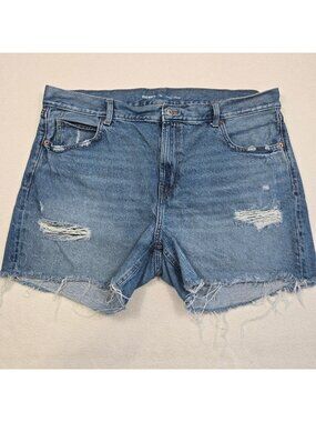 Old Navy Women’s Size 18 High Rise Slouchy Straight Distressed Denim Shorts Blue